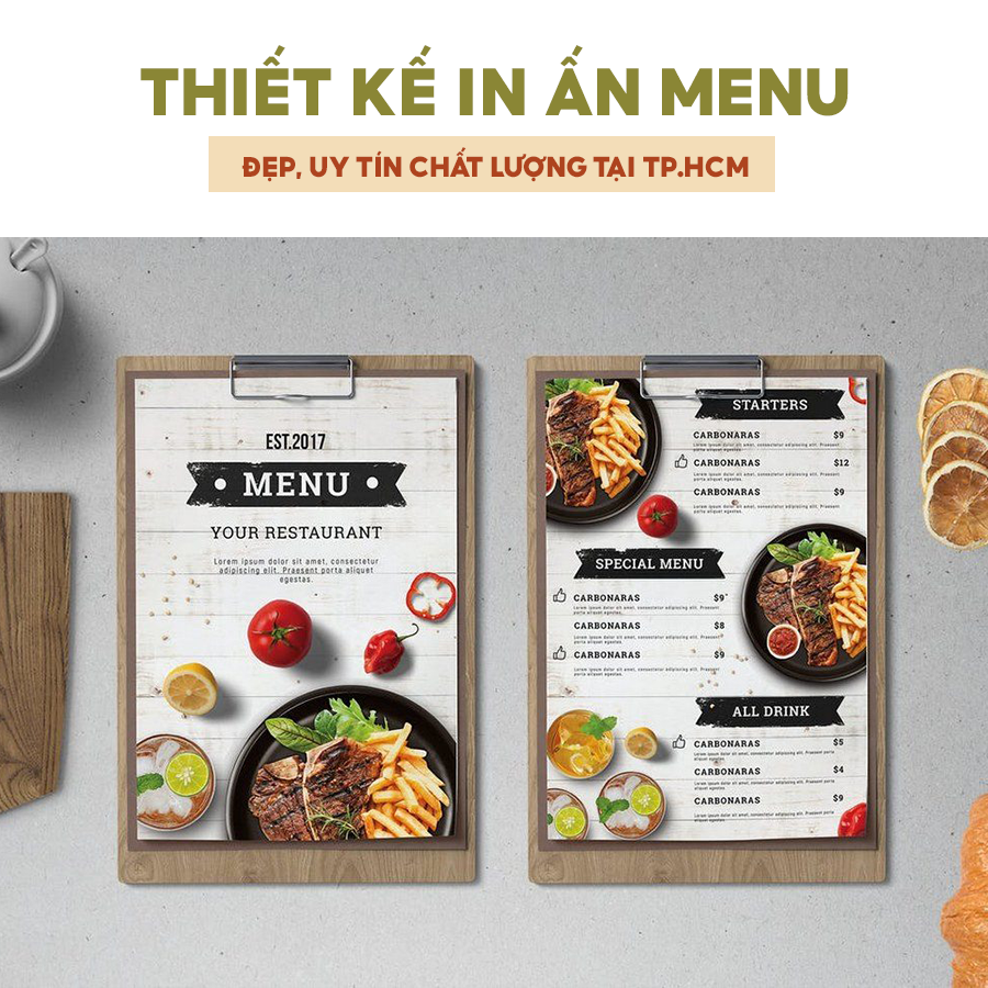 Thiết kế In ấn Menu đẹp uy tín chất lượng